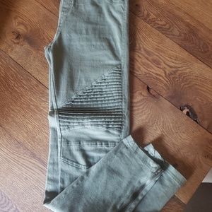 Army green Moto jeans